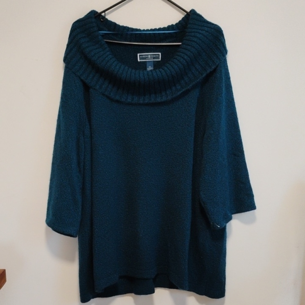 Karen Scott | Dark Teal Cowl Neck Tunic Sweater | Women's 3X